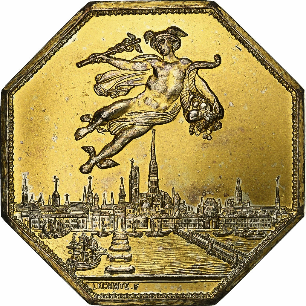 França, Token, Chambre de Commerce de Rouen, 1802, Vermeil, Lecomte, AU(50-53)