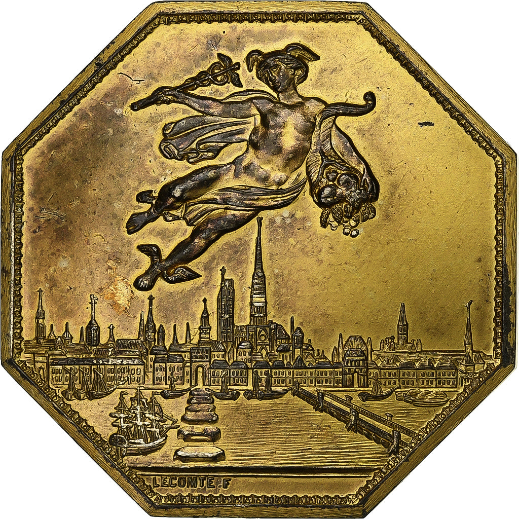Frankrijk, Token, Chambre de Commerce de Rouen, 1802, Vermeil, Lecomte, ZF+
