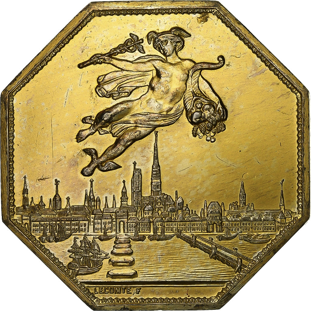 Francia, ficha, Chambre de Commerce de Rouen, 1802, Vermeil, Lecomte, BB+