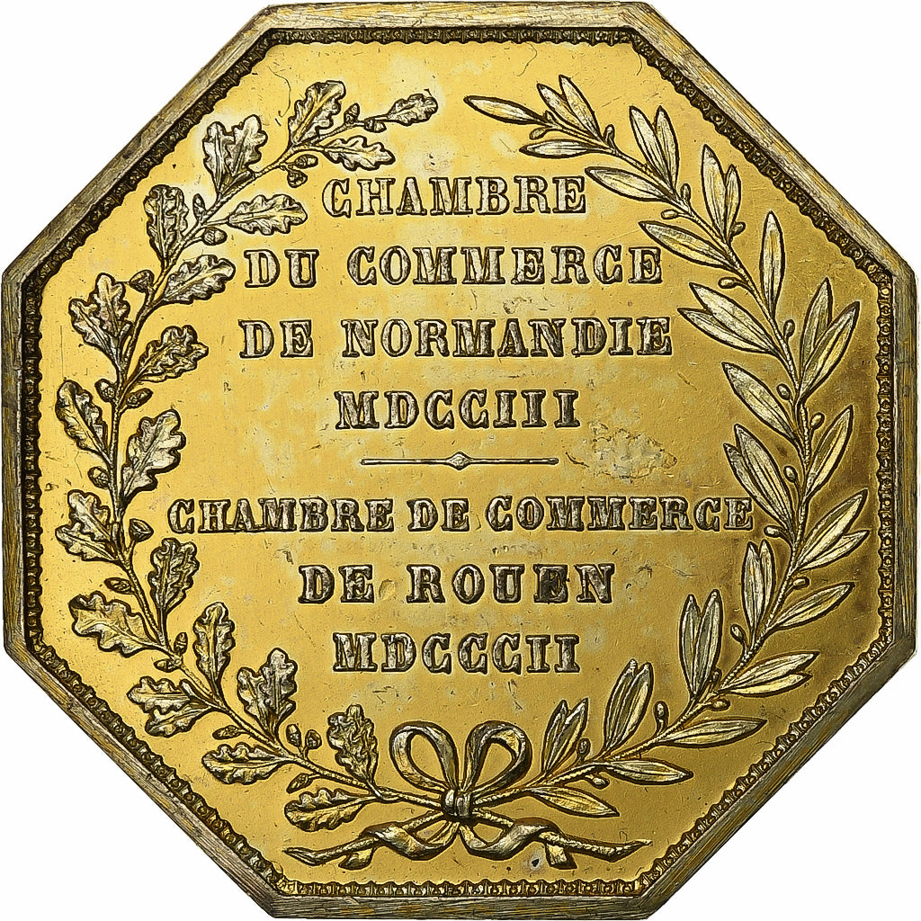 France, Token, Chambre de Commerce de Rouen, 1802, Vermeil, Lecomte, AU(50-53)