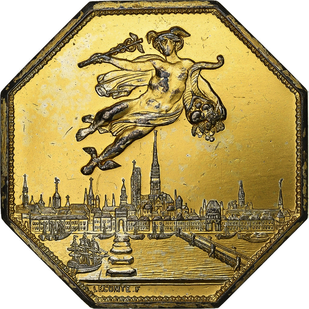 França, Token, Chambre de Commerce de Rouen, 1802, Vermeil, Lecomte, EF(40-45)