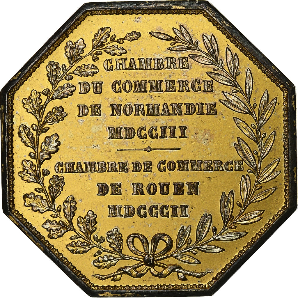 França, Token, Chambre de Commerce de Rouen, 1802, Vermeil, Lecomte, EF(40-45)
