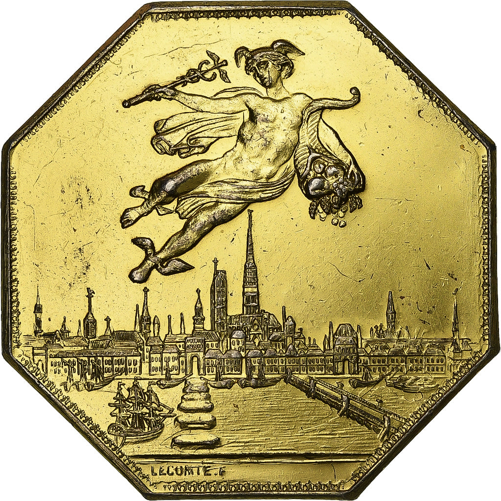 France, Token, Chambre de Commerce de Rouen, 1802, Vermeil, Lecomte, EF(40-45)