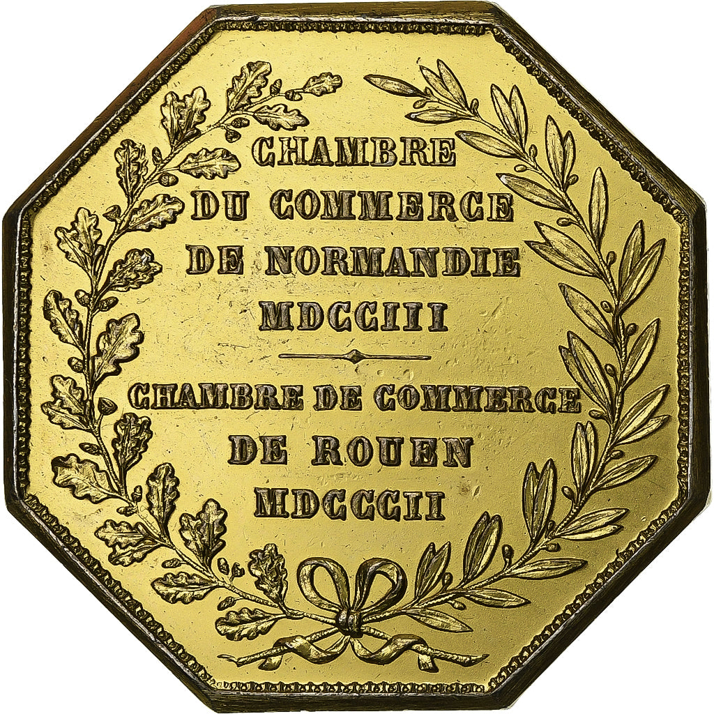 France, Token, Chambre de Commerce de Rouen, 1802, Vermeil, Lecomte, EF(40-45)