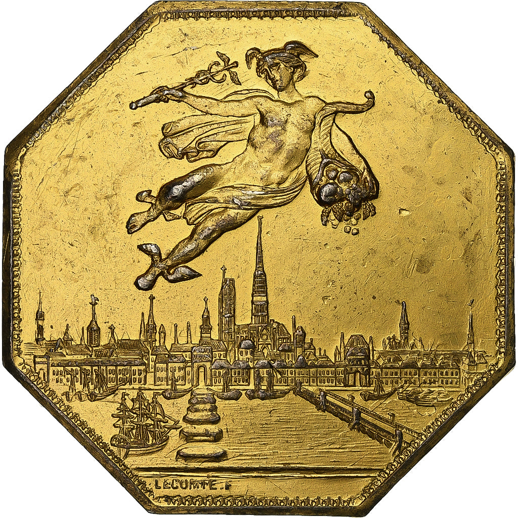 France, Token, Chambre de Commerce de Rouen, 1802, Vermeil, Lecomte, EF(40-45)