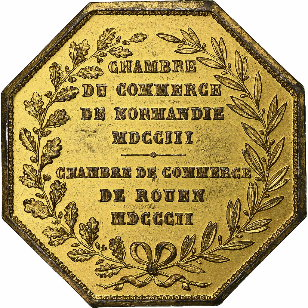France, Token, Chambre de Commerce de Rouen, 1802, Vermeil, Lecomte, EF(40-45)