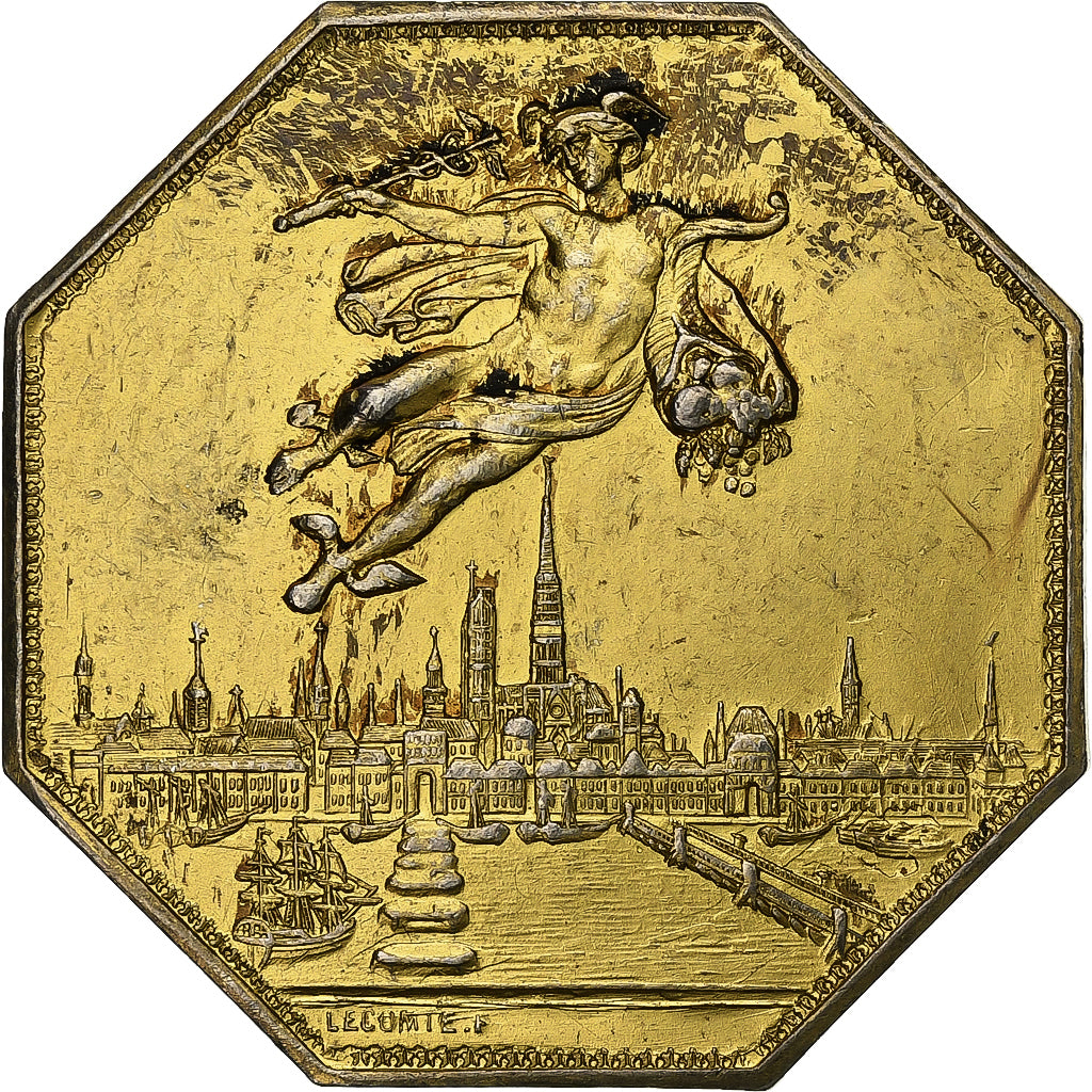 France, Jeton, Chambre de Commerce de Rouen, 1802, Vermeil, TTB, Lecomte