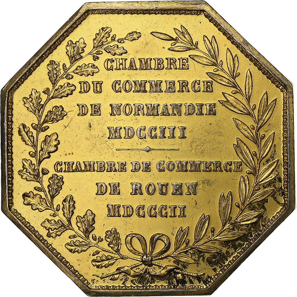 France, Jeton, Chambre de Commerce de Rouen, 1802, Vermeil, TTB, Lecomte