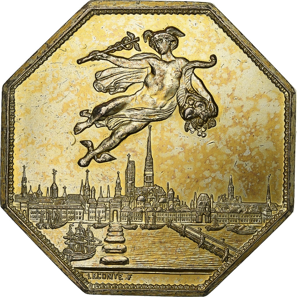 France, Token, Chambre de Commerce de Rouen, 1802, Vermeil, Lecomte, EF(40-45)