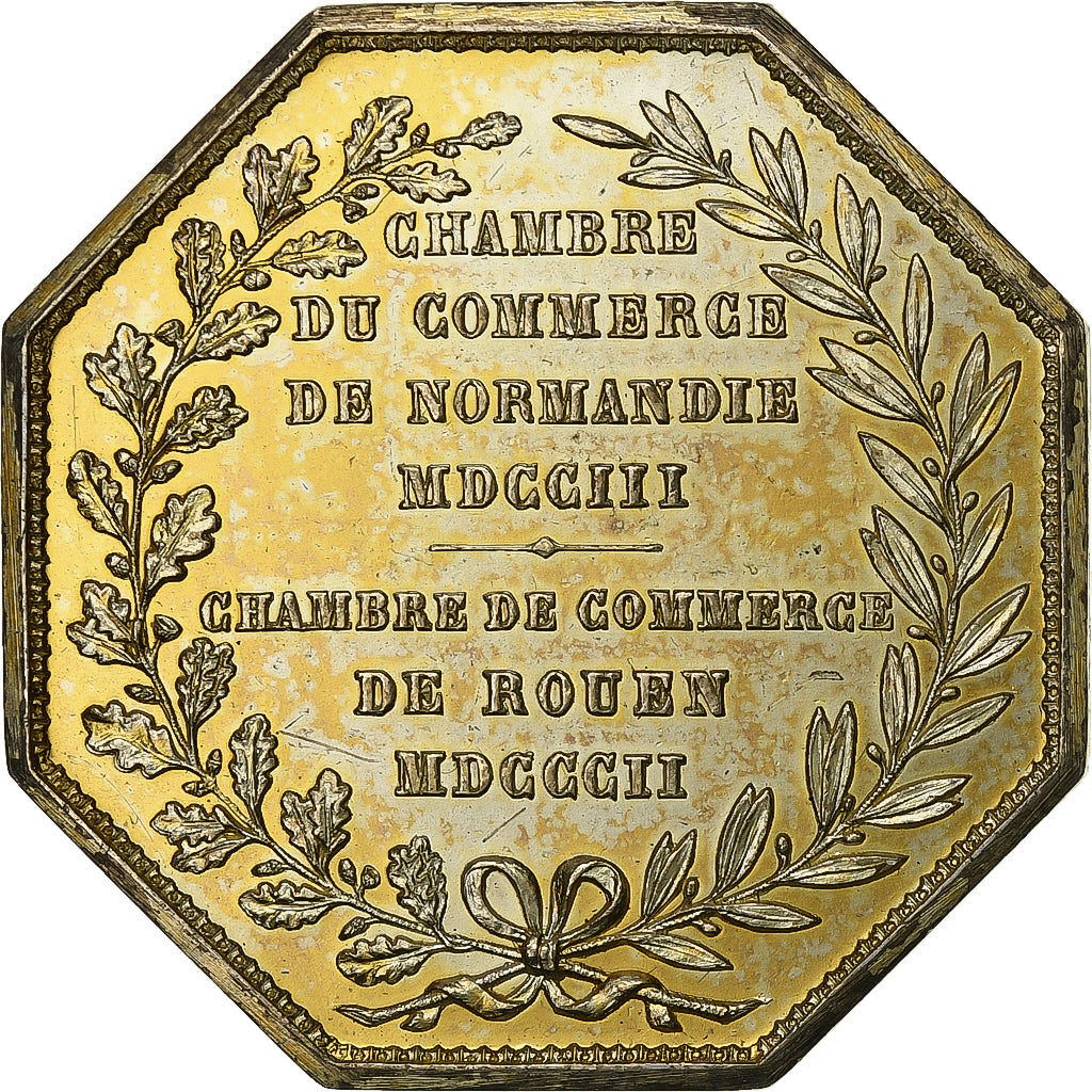 France, Token, Chambre de Commerce de Rouen, 1802, Vermeil, Lecomte, EF(40-45)