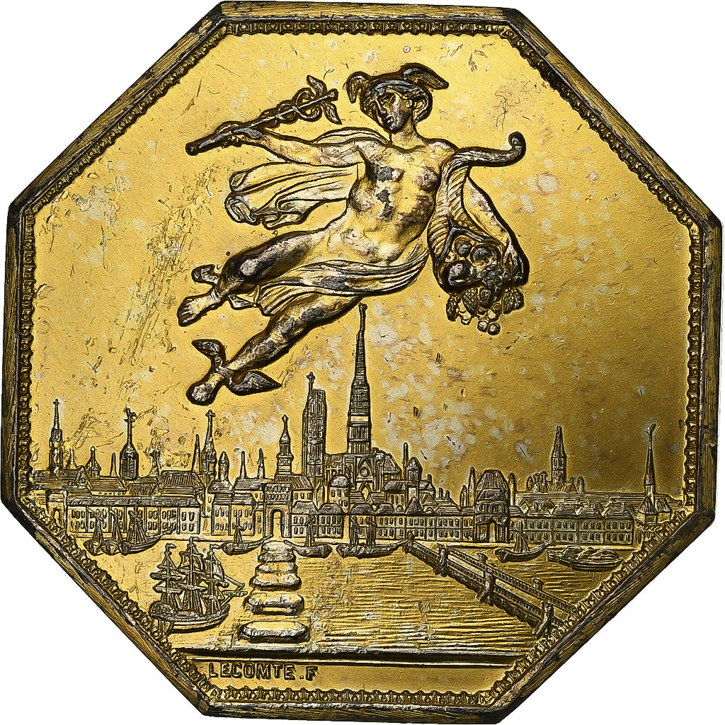 France, Token, Chambre de Commerce de Rouen, 1802, Vermeil, Lecomte, EF(40-45)