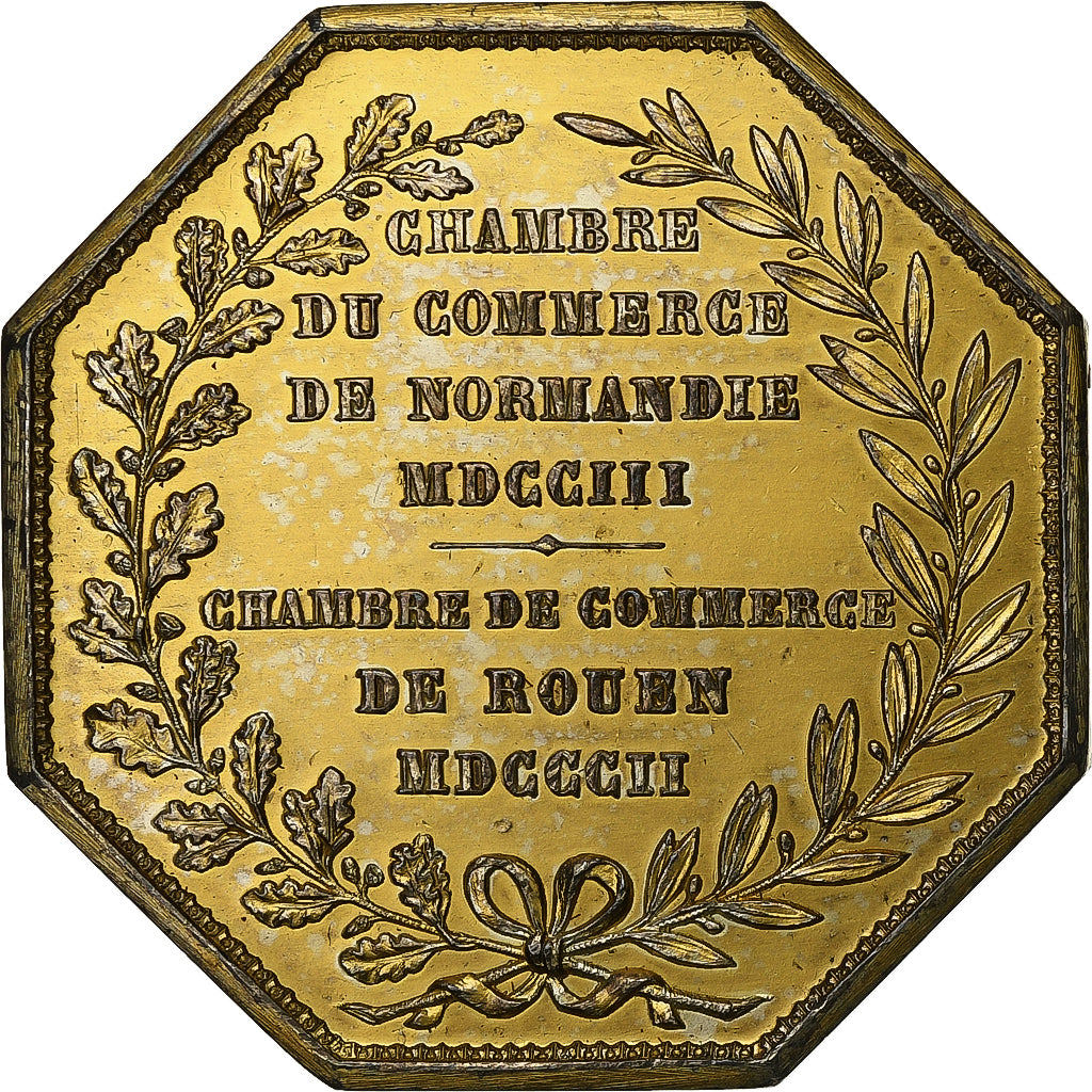 France, Token, Chambre de Commerce de Rouen, 1802, Vermeil, Lecomte, EF(40-45)