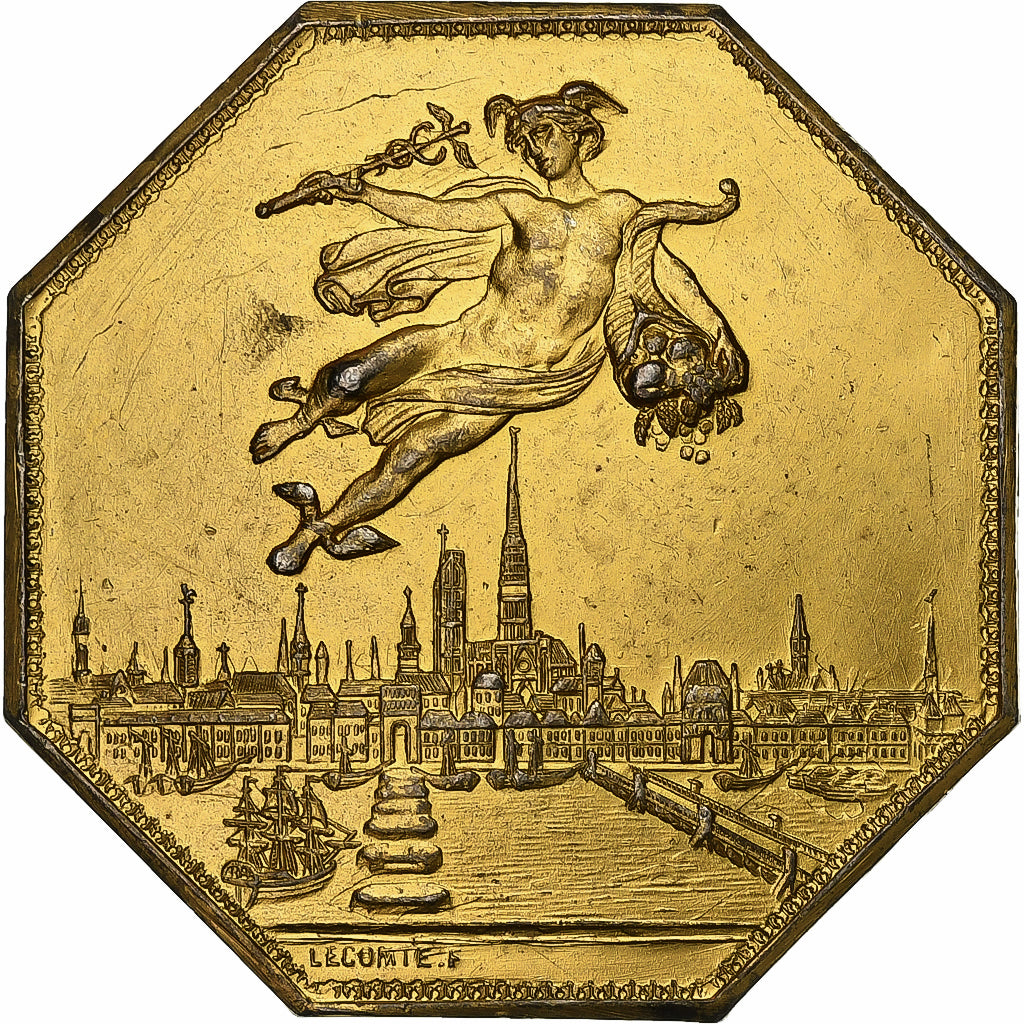 France, Token, Chambre de Commerce de Rouen, 1802, Vermeil, Lecomte, AU(50-53)