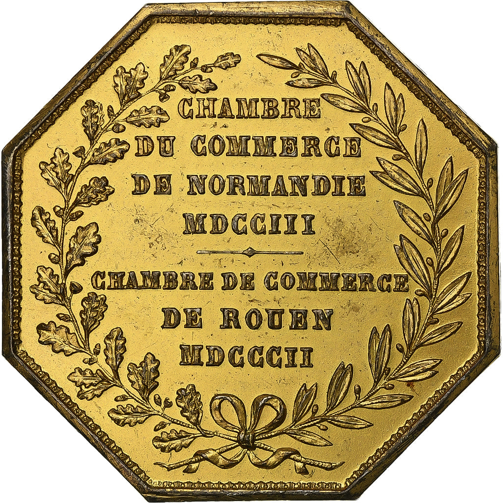 França, Token, Chambre de Commerce de Rouen, 1802, Vermeil, Lecomte, AU(50-53)