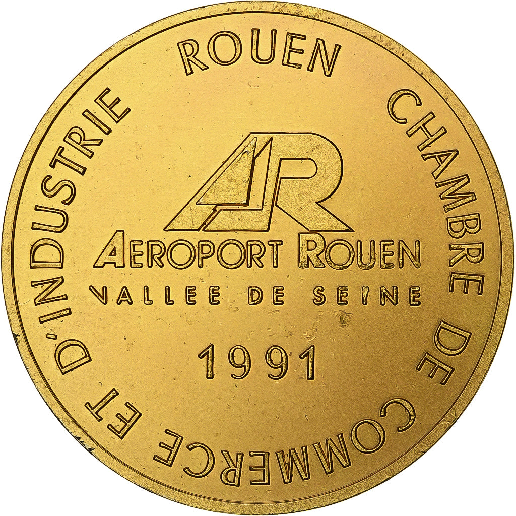 Frankrijk, Medaille, Aéroport de Rouen, Vallée de Seine, 1991, Vermeil, PR+
