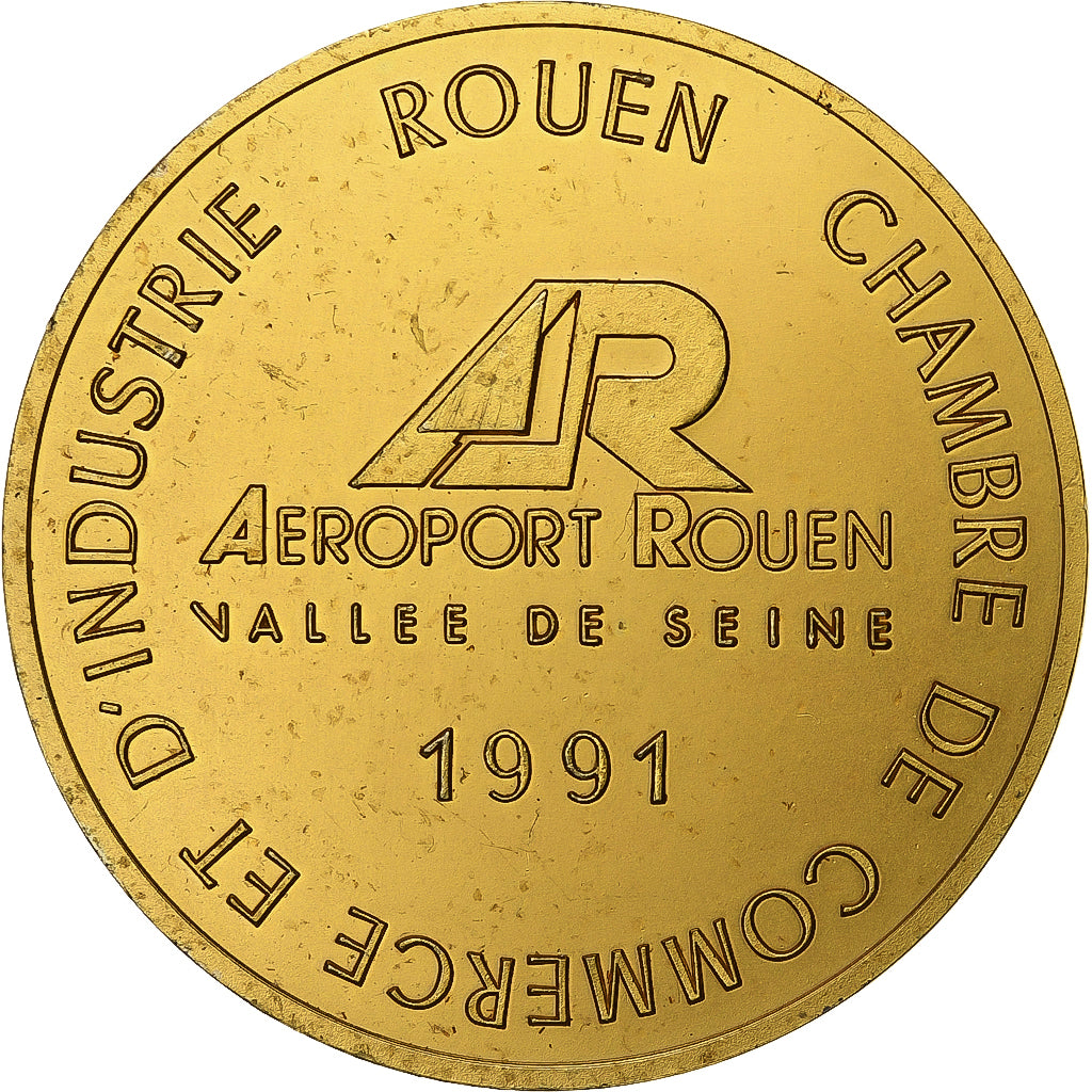 Frankrijk, Medaille, Aéroport de Rouen, Vallée de Seine, 1991, Vermeil, PR+