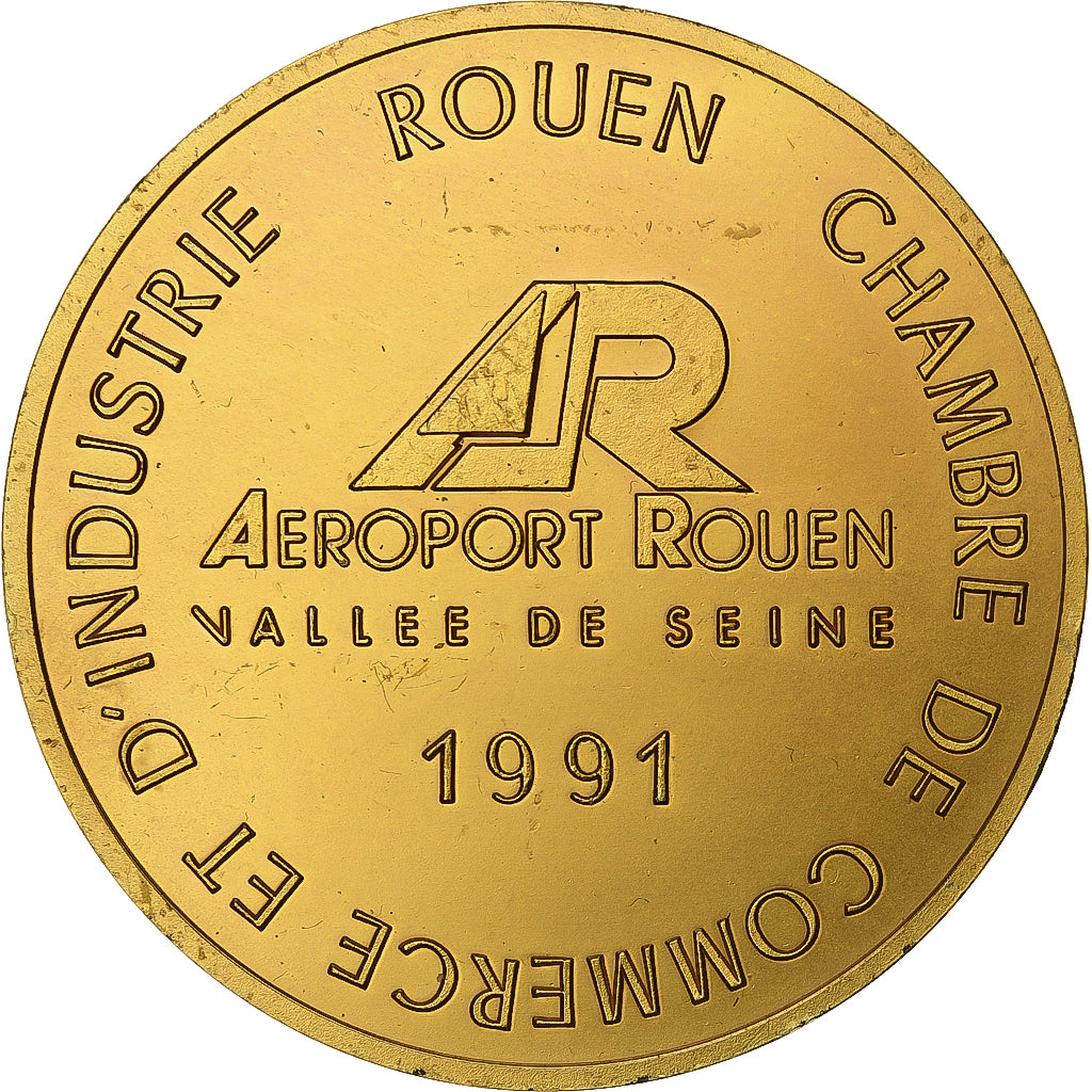 France, Médaille, Aéroport de Rouen, Vallée de Seine, 1991, Vermeil, SUP+