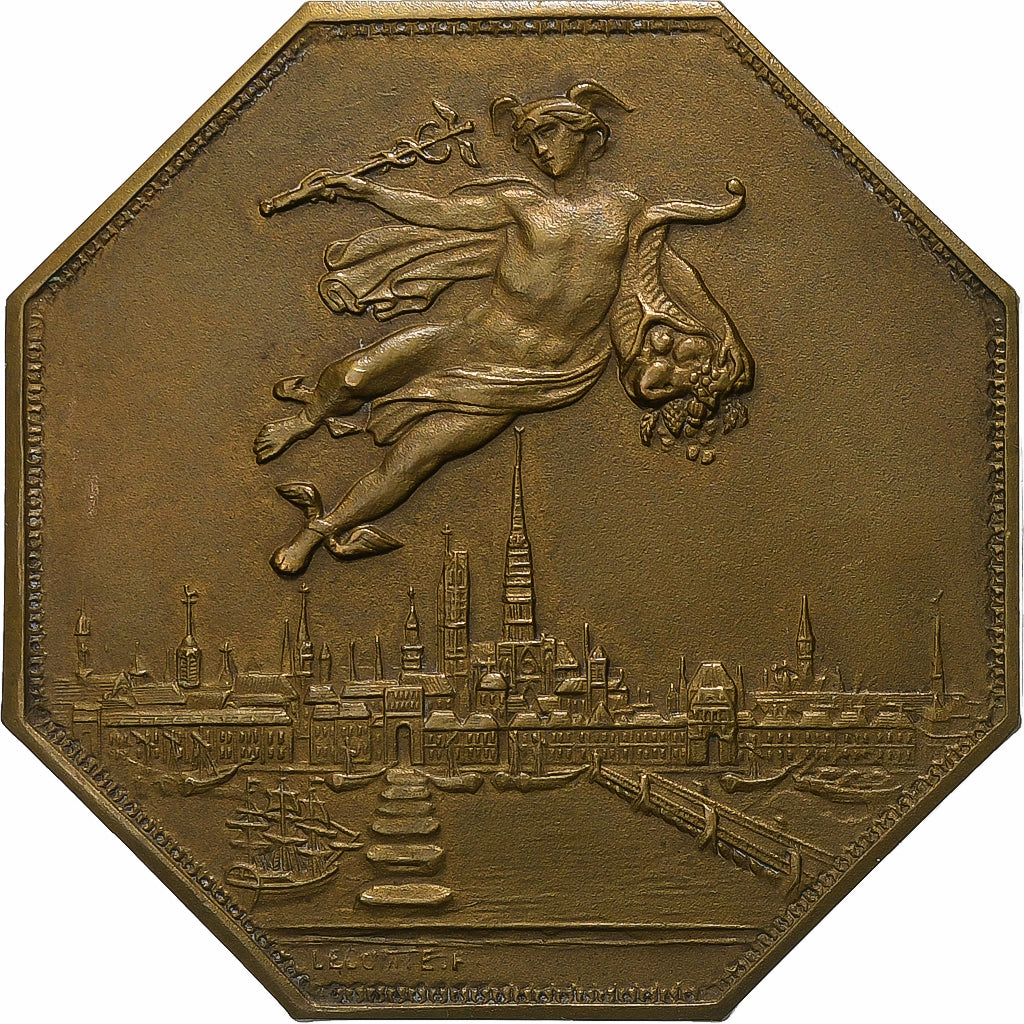 Francia, ficha, Chambre de Commerce de Rouen, 1802, Bronzo, Lecomte, BB