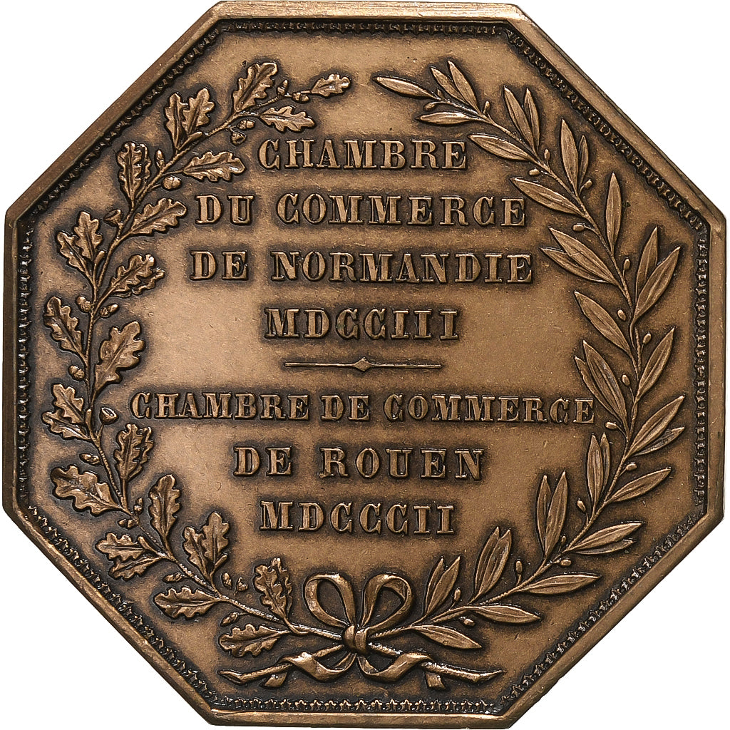 France, Token, Chambre de Commerce de Rouen, 1802, Bronze, Lecomte, MS(63)