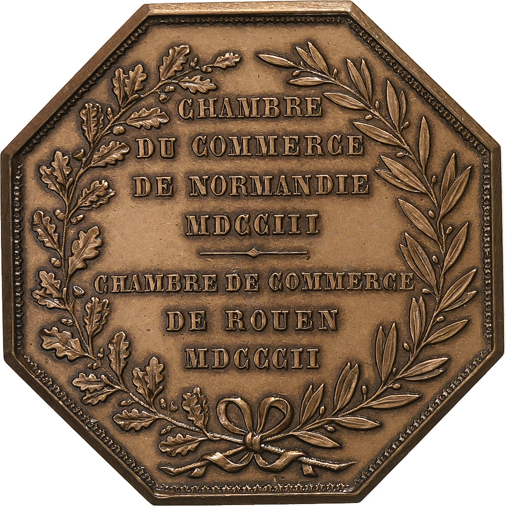 France, Token, Chambre de Commerce de Rouen, 1802, Bronze, Lecomte, MS(63)