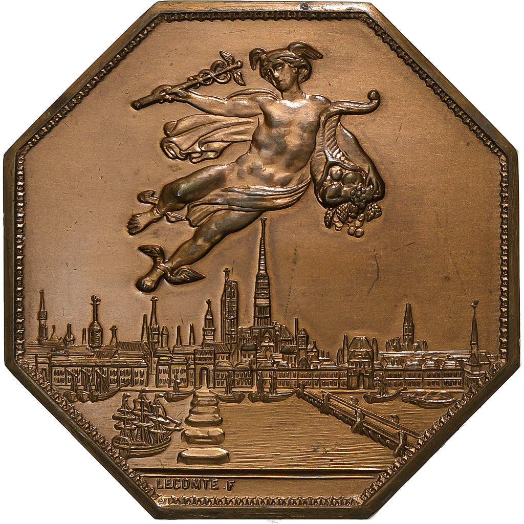 Frankrijk, Token, Chambre de Commerce de Rouen, 1802, Bronzen, Lecomte, PR