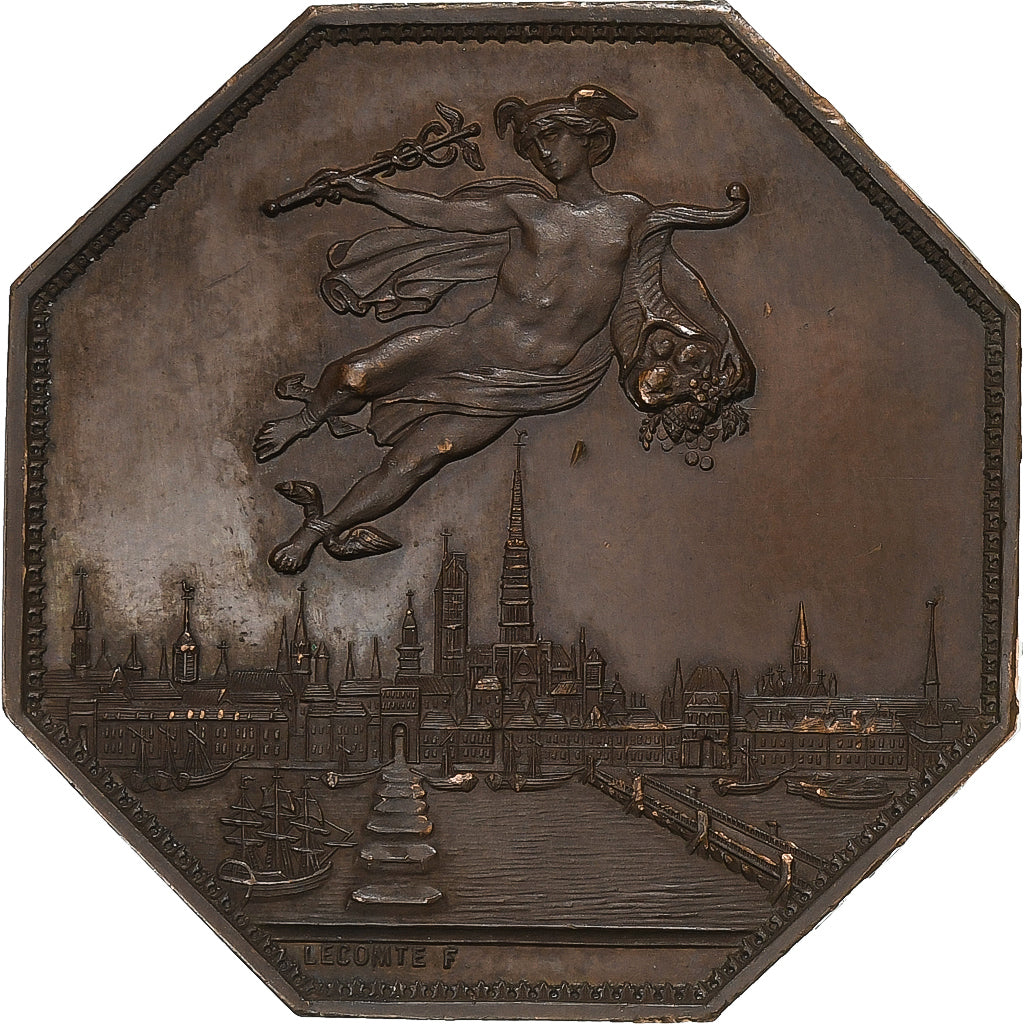 Francia, ficha, Chambre de Commerce de Rouen, 1802, Rame, Lecomte, BB+