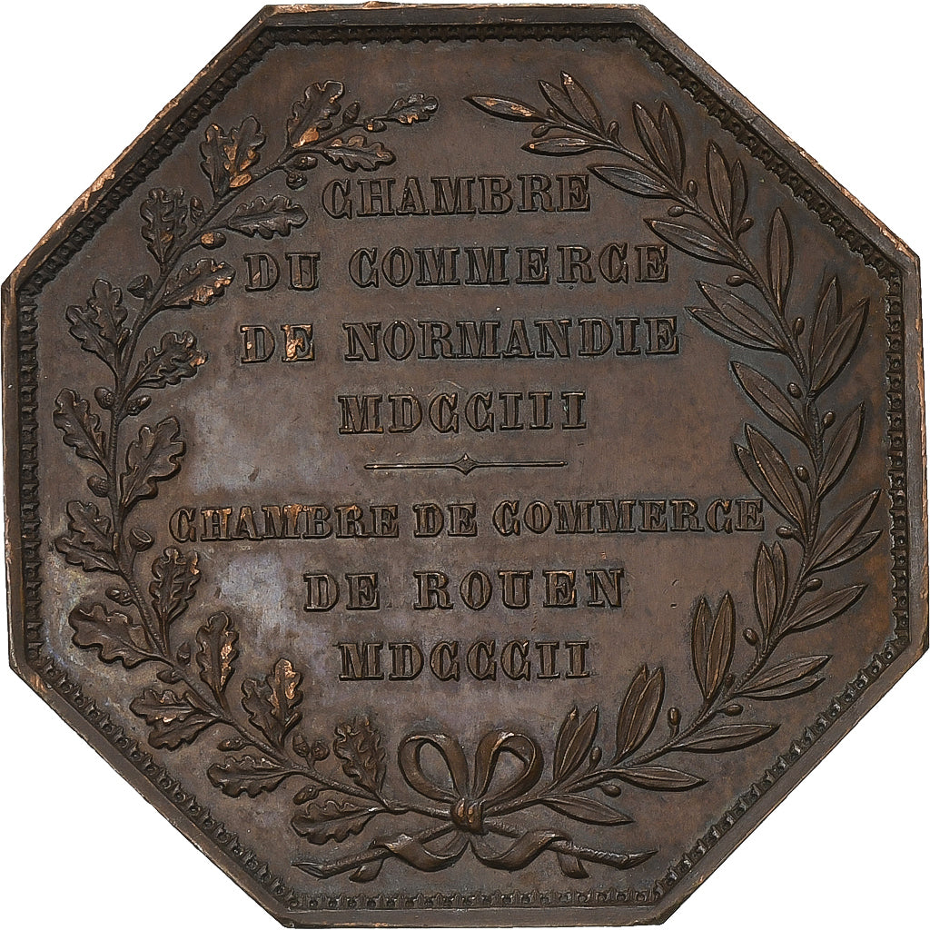 Francia, ficha, Chambre de Commerce de Rouen, 1802, Rame, Lecomte, BB+