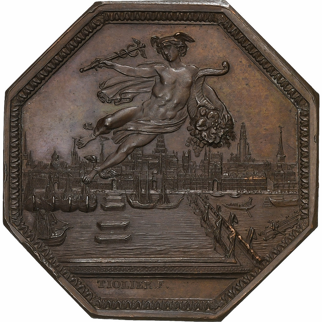 Francia, ficha, Chambre de Commerce de Rouen, 1802, Rame, Lecomte, BB+