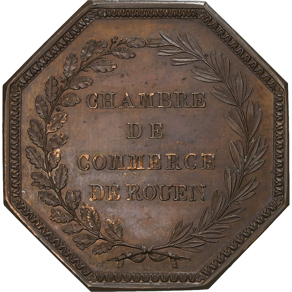 Francia, ficha, Chambre de Commerce de Rouen, 1802, Rame, Lecomte, BB+