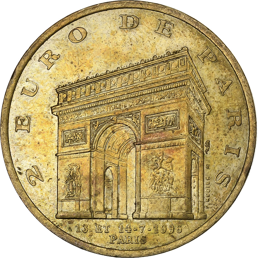 França, 2 Euro, 1996, Paris, Cobre-Níquel-Alumínio, AU(50-53)