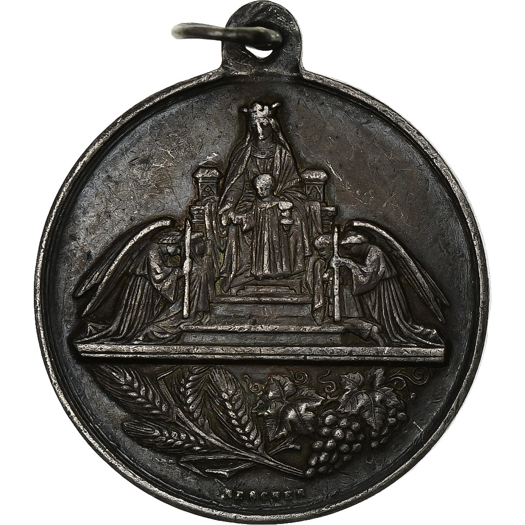 France, Médaille, Notre-Dame de la 1ère Communion, Hesdin, 1875, Argent, TTB+