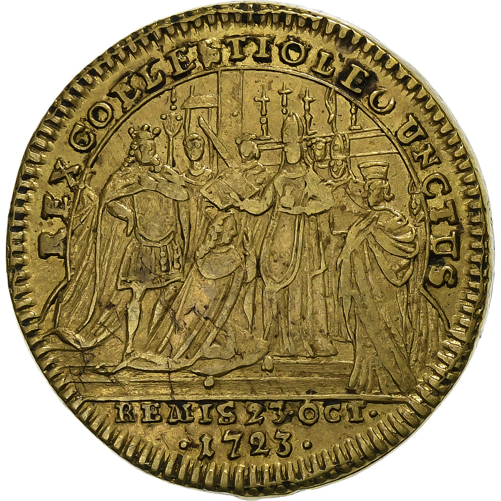 França, Token, Sacre de Louis XV à Reims, 1723, Latão, EF(40-45)