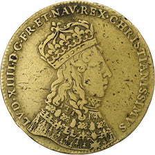 France, Token, Reims, Sacre de Louis XIV, 1654, Brass, VF(30-35)