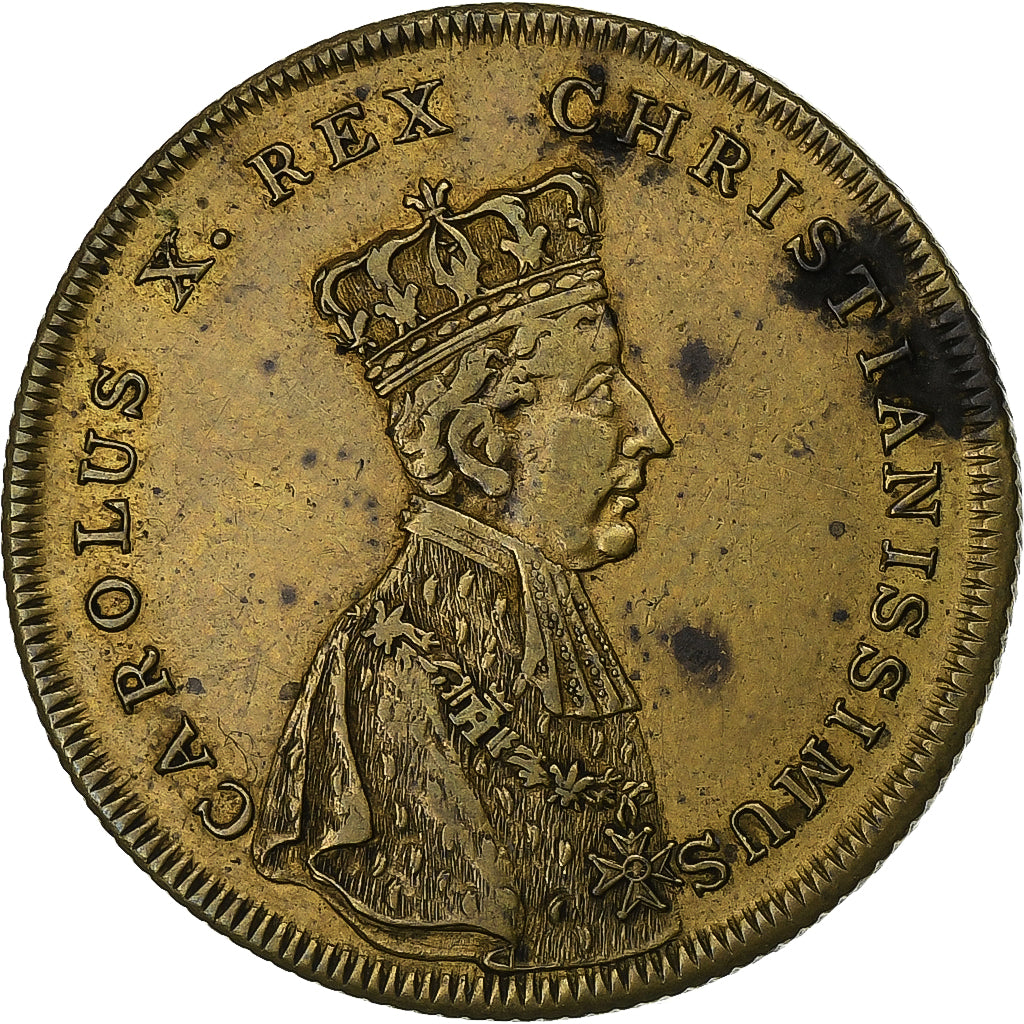 Francia, zeton, Sacre de Charles X à reims, 1825, Latón, MBC