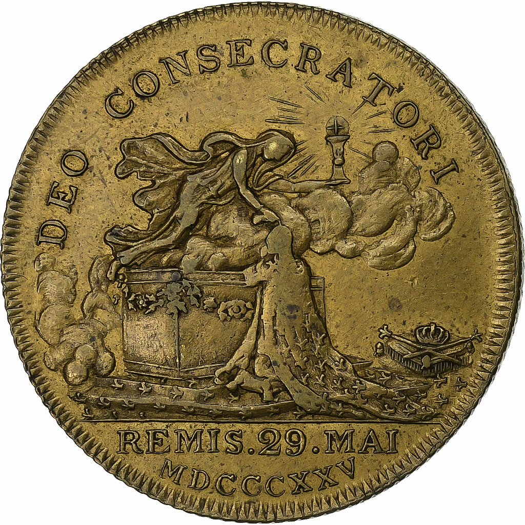 Francia, zeton, Sacre de Charles X à reims, 1825, Latón, MBC