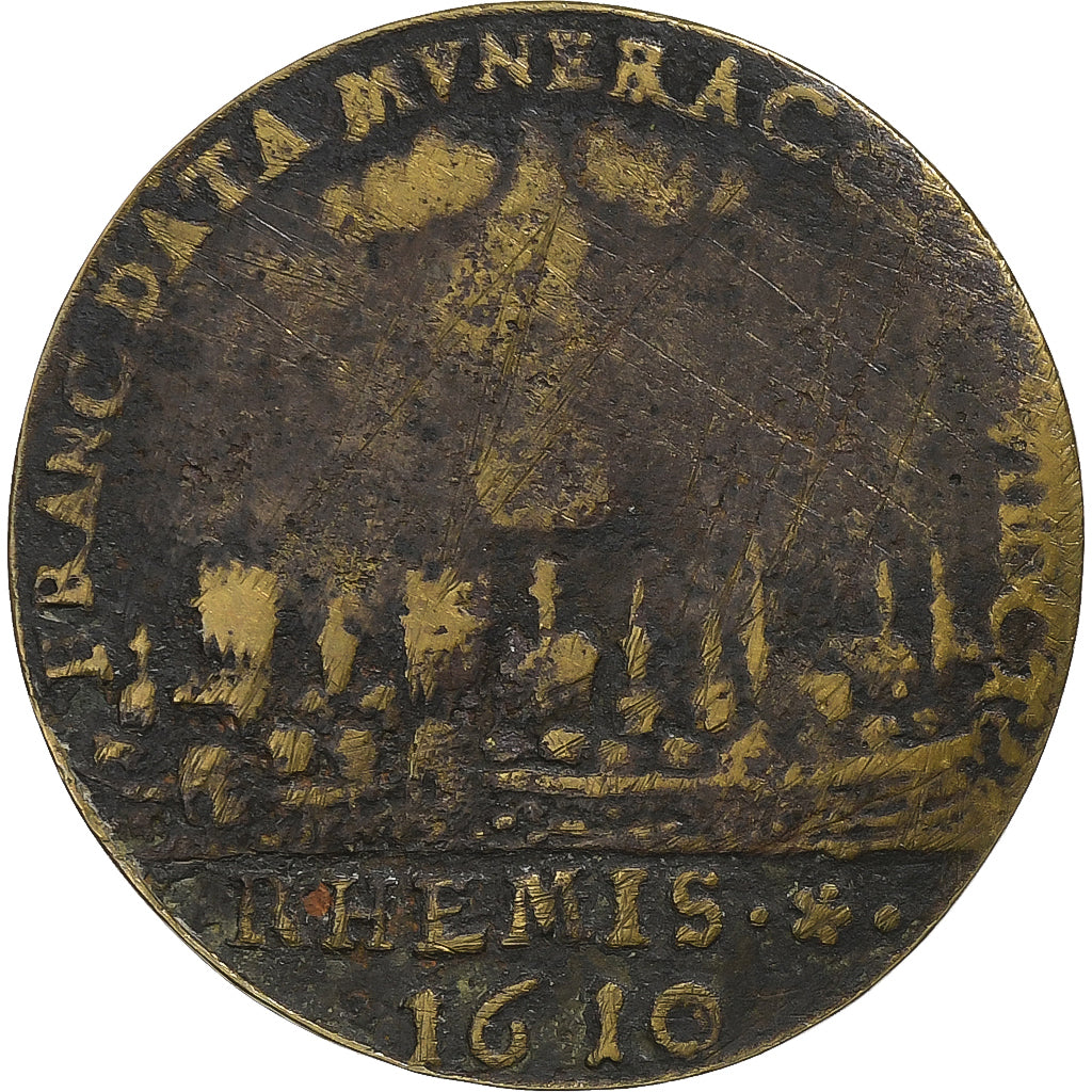 Francia, zeton, Louis XIII, Sacre à Reims, 1610, Latón, BC