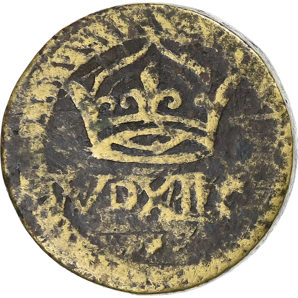 França, Louis XIII, Demi Franc, Monetary Weight, Latão, VF(20-25)