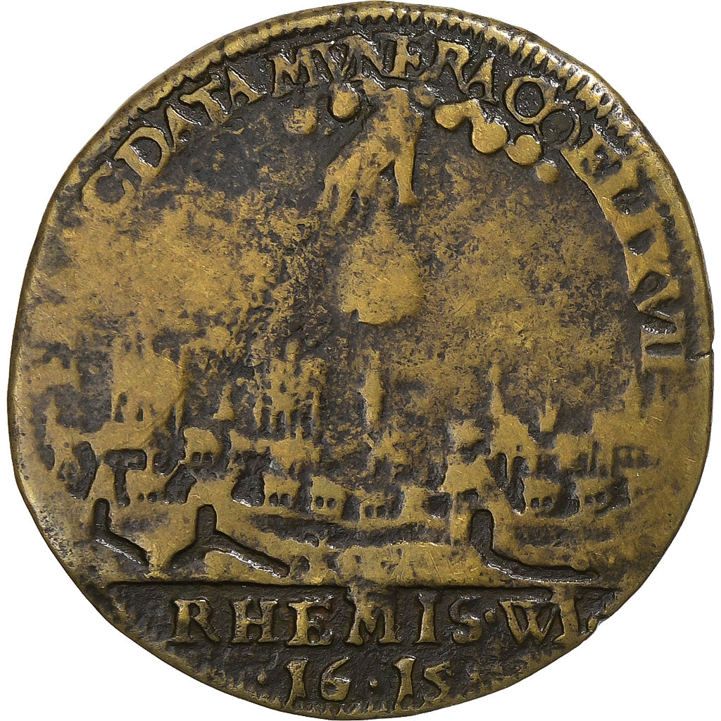 França, Token, Luís XIII, Sacre à Reims, 1615, Latão, Error date, F(12-15)