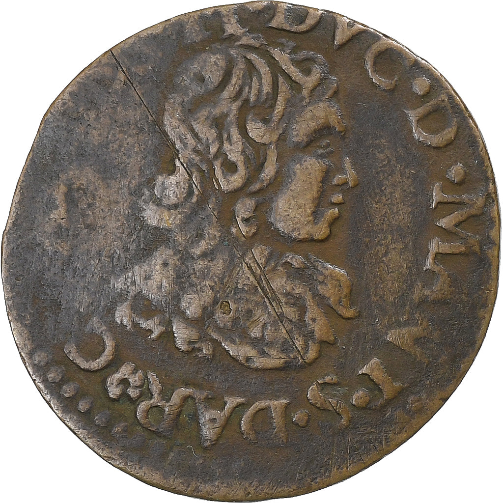 France, Ardennes, Charles II, Double Tournois, 1642, Charleville, Copper