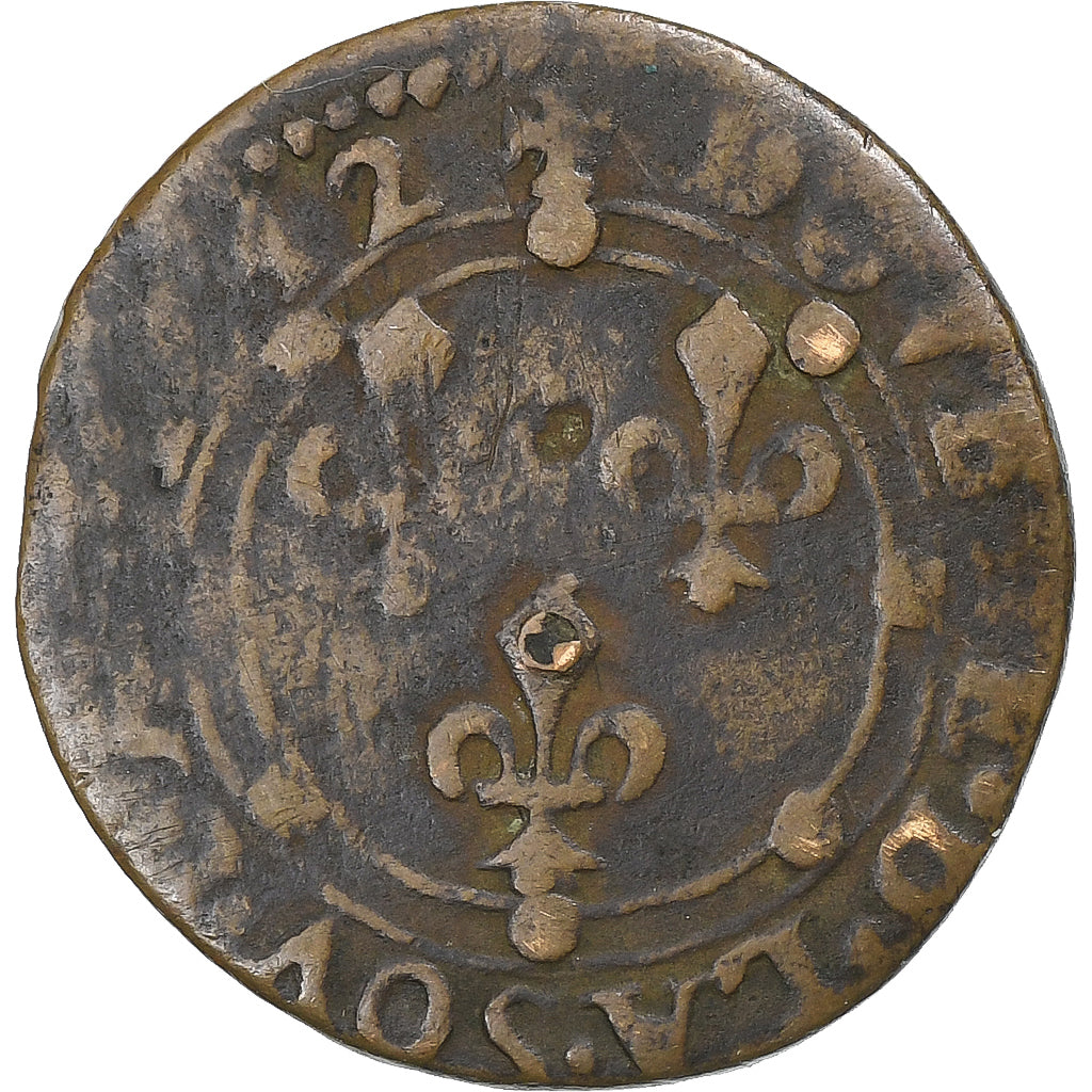 France, Ardennes, Charles II, Double Tournois, 1642, Charleville, Copper