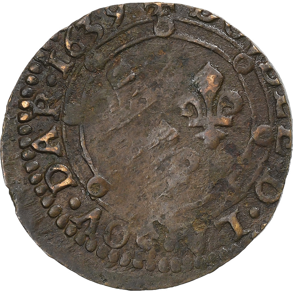Frankrijk, Ardennes, Charles II, Double Tournois, 1639, Charleville, Koper, ZG+