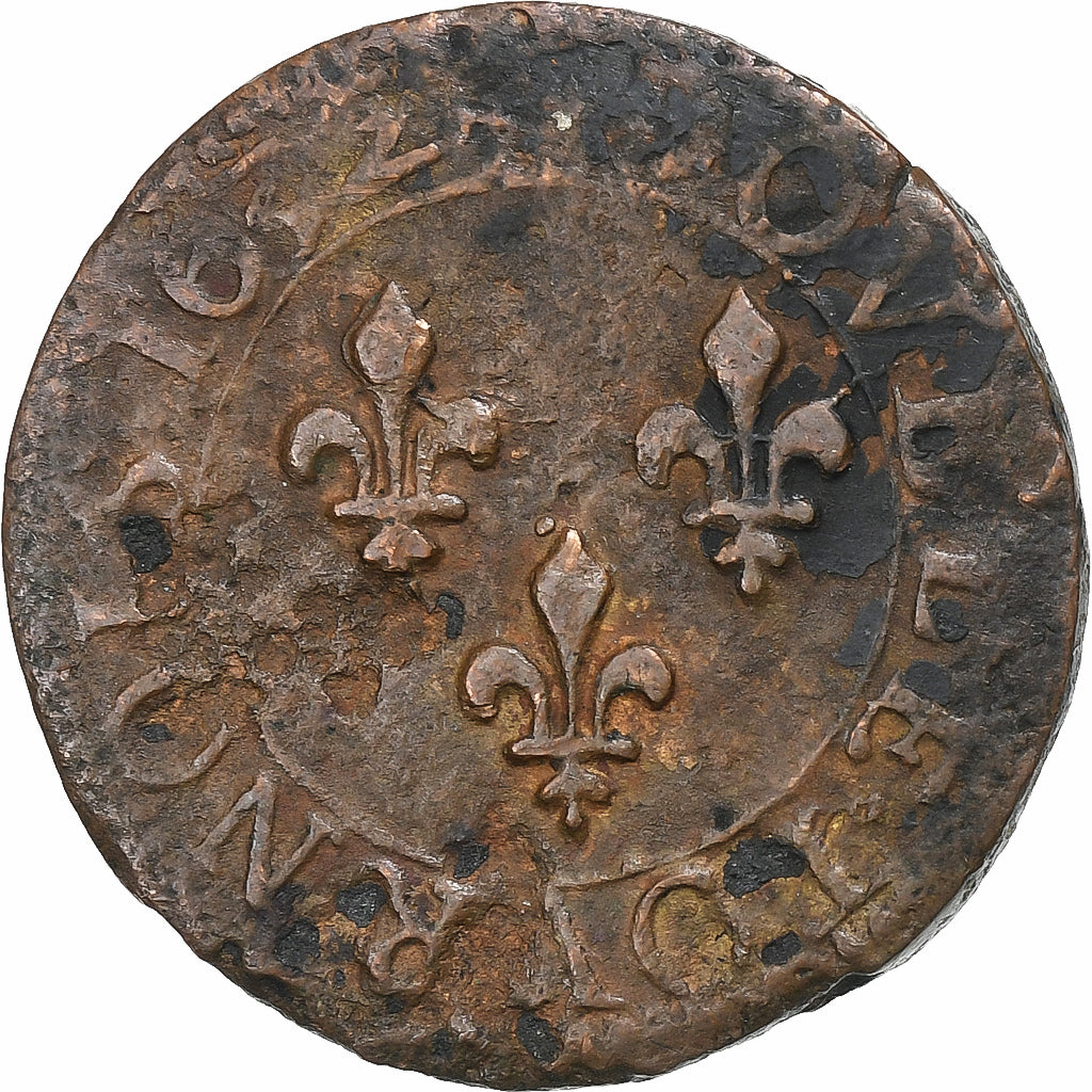 Frankreich, Louis XIII, Double Tournois, 1632, Tours, Kupfer, S