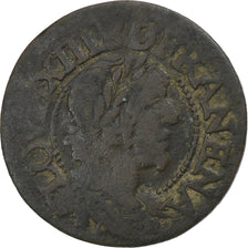 França, Louis XIII, Double Tournois, Louis XIII, 1638, Cobre, F(12-15)