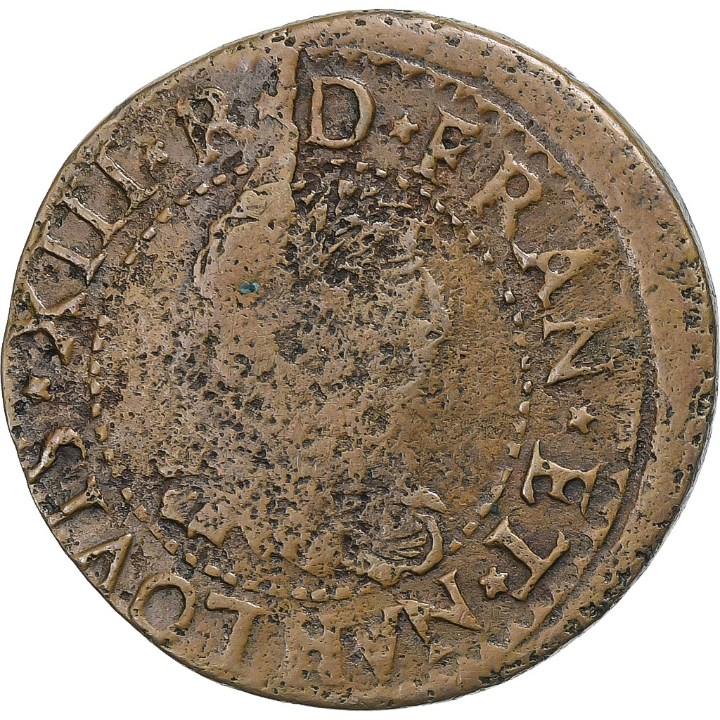 France, Double Tournois, Louis XIII, 1639, La Rochelle, Copper, F(12-15)