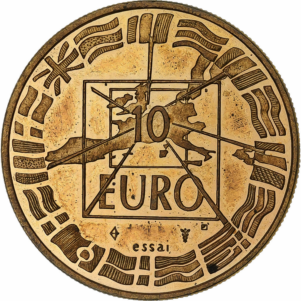 France, Medal, 10 Euro, De Gaulle-Adenauer, 1998, Copper Gilt, Jimenez