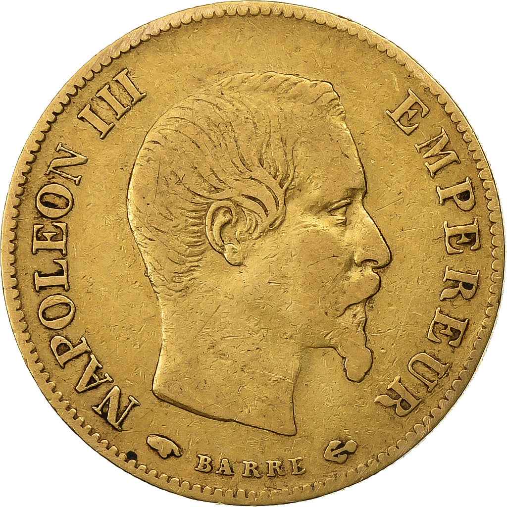 Francia, Napoleon III, 10 Francs, 1859, Paris, Oro, BC+, Gadoury:1014, KM:784.3