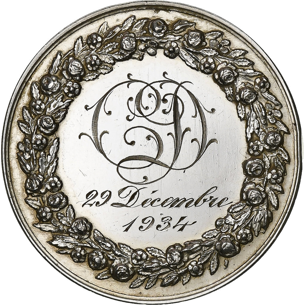France, Médaille de mariage, 1934, Silver, AU(55-58)
