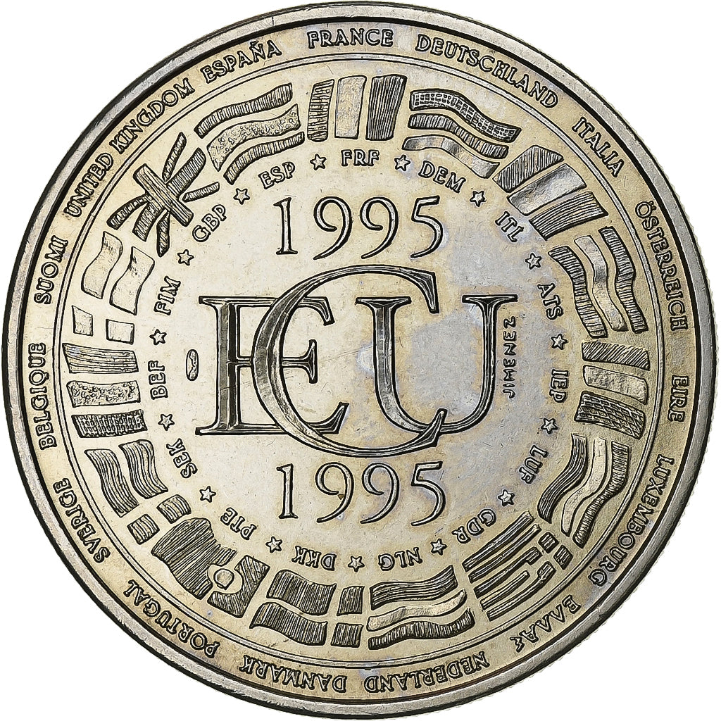 Frankreich, Medaille, Ecu Europa, 1995, Copper-Nickel Gilt, Jimenez, UNZ