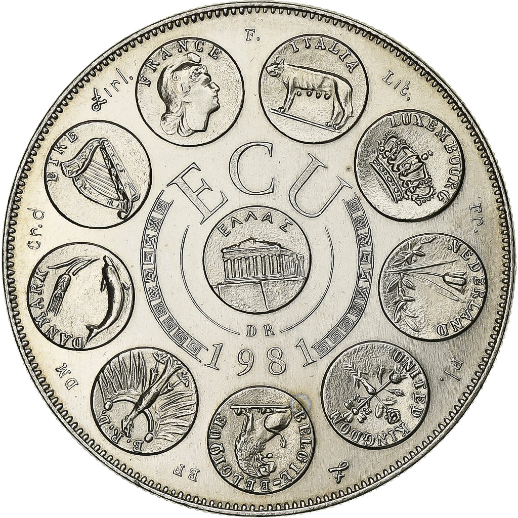 France, Medal, Ecu Europa, Marianne, Society, 1981, MS(63), Copper-nickel