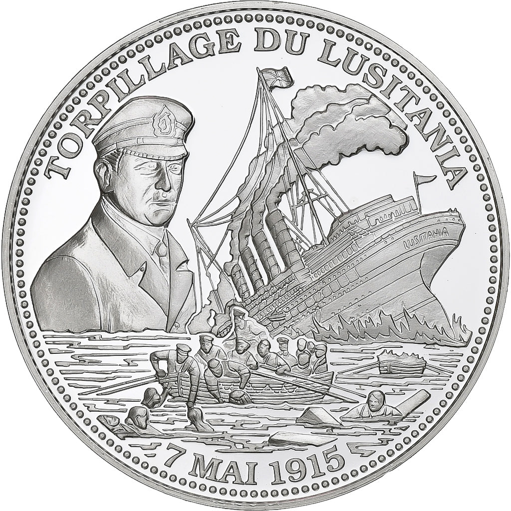 France, Medal, Torpillage du Lusitania, Silver, MS(65-70)